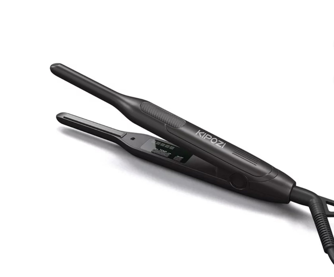 KIPOZI 0.3" Titanium Pencil Flat Iron Hair Straightener, Black